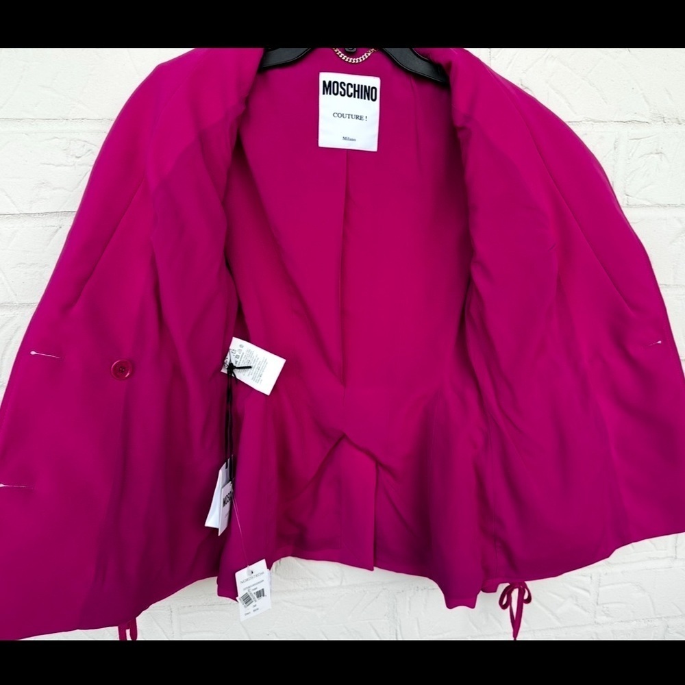 New Moschino Bondage Lacing Crepe Hot Pink Blazer Size 4 - Picture 5 of 16